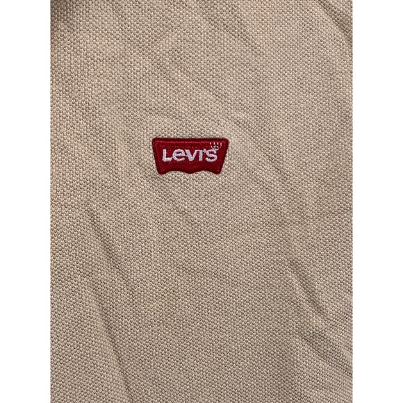 LEVI'S Men's Tan Solid Embroidered Logo Short Sleeve Housemark Polo Shirt SZ M - Picture 4 of 12